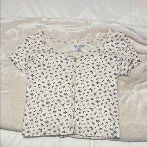 Brandy Melville Cream Floral Kids Top